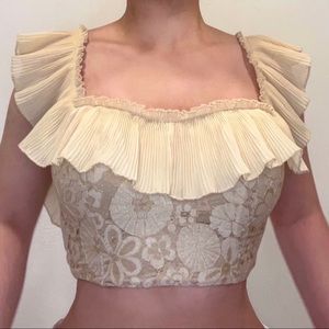 Angel Biba - Beige Corset Floral Lace Crop Top